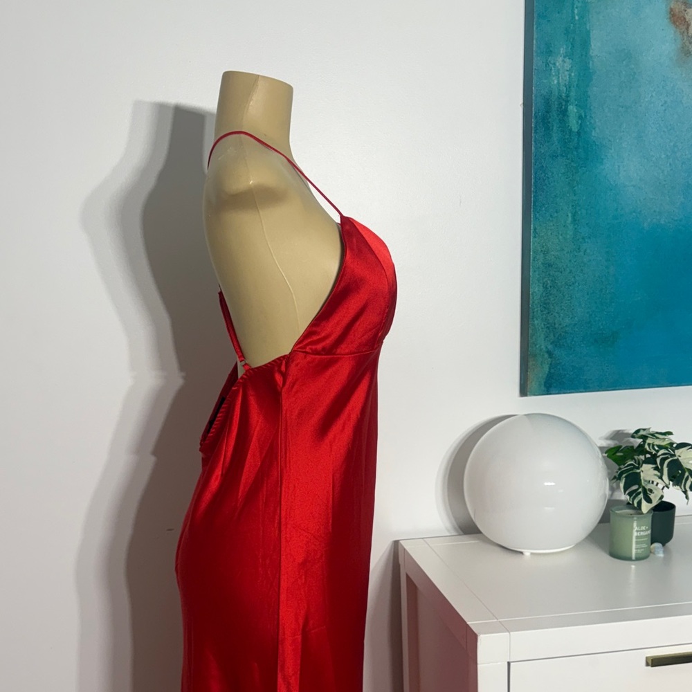 Forever 21 Red Satin Halter Maxi Dress - Picture 4 of 9